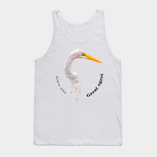 Great egret tropical bird pin black text Tank Top